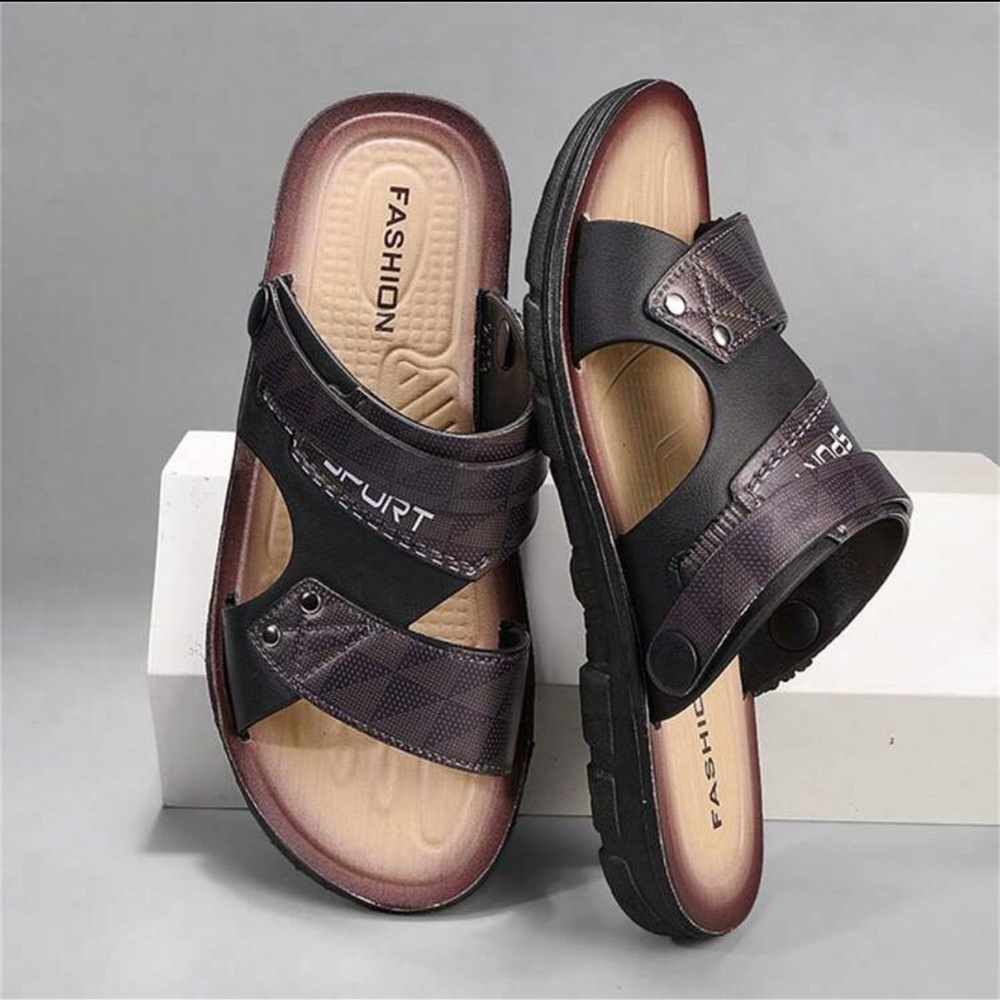 Black Men leather sandal - Picture 1 of 4